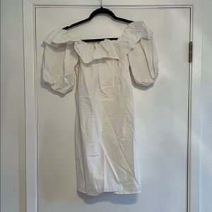 H&M Cream Off-Shoulder Linen Blend Mini Dress